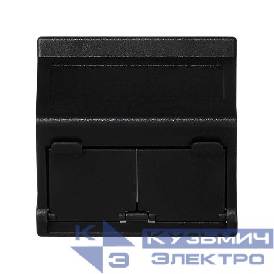 Плата наклонная защ. шторки на 2-мод. MD (RJ45 оптоволокно) 45х45мм графит Simon Connect KB80-14