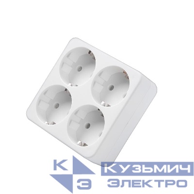 Разветвитель 4-м с заземл. 16А 3500Вт 250В квадрат бел. DОМТОК 2661