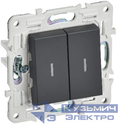 Выключатель проходной 2-кл. SKANDY 10А SK-V10T с индикацией титан IEK SK-V22-1-10-K48