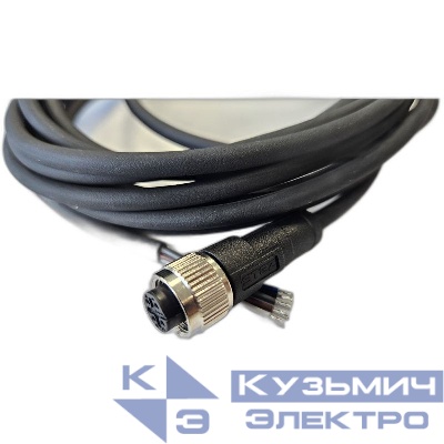 Кабель M12 5A гнездовой 5000мм прямой полиуретан свободный конец СЦМ120023-05A-2-05000 черн. СТЭЗ 185210650