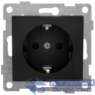 Розетка 1-м СП Bravo 16А 250В с заземл. защ. шторки механизм графит GUSI С10Р4-010