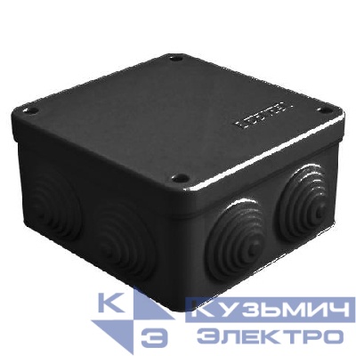 Коробка распределительная ОП 105х105х56мм IP54 7 выходов 4 гермоввода крышка на винтах материал - полипропилен черн. Epplast 110045