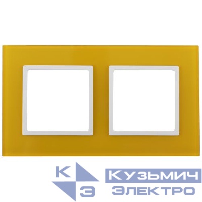 Рамка 2-м 14-5102-21 стекло Elegance желт.+бел. ЭРА Б0034494