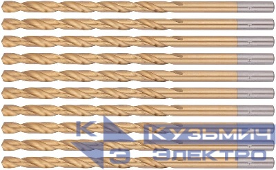 Сверло HSS по металлу удлиненные титановое покрытие 6.0х139мм (уп.10шт) FIT 34260