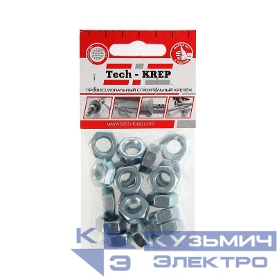 Гайка шестигранная М10 DIN 934 цинк. (пакет) (уп.18шт) Tech-Krep/Zitar 103027