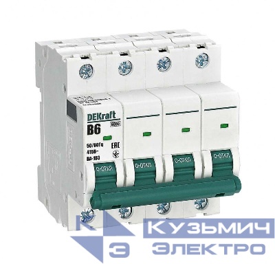 Выключатель автоматический модульный 4п B 6А 6кА ВА-103 DEKraft 12253DEK