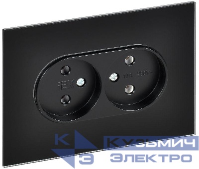 Розетка 2-м SKANDY 10А без заземл. без защ. шторок для плоской вилки SK-R03Bl черн. IEK SK-R20-10-K02