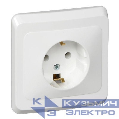 Розетка 1-м СП Этюд 16А IP20 250В с заземл. без защ. шторок бел. SE PC16-003B