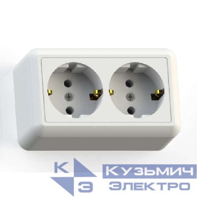 Розетка 2-м ОП Оптима РА16-374 16А IP20 с заземл. с монтаж. пластиной бел. Кунцево 8010