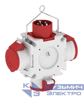 Тройник подвесной 100х100мм 3хCEE розетка 16А 5п 6ч 400В + вилка CCE 16А 5п 6ч 400В Bals 546