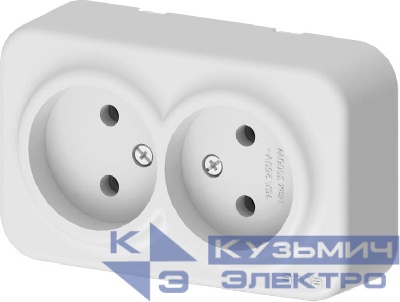 Розетка 2-м СП ARIA 16А IP20 без заземл. бел. ARVIA 25 01 1000 908