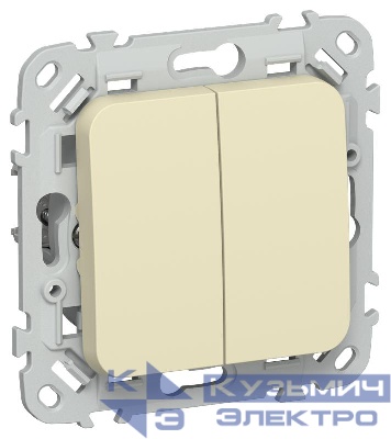 Выключатель проходной 2-кл. СП FLITE ВС62-1-0-ФлН 10А механизм навахо IEK FI-V22-0-10-1-K87