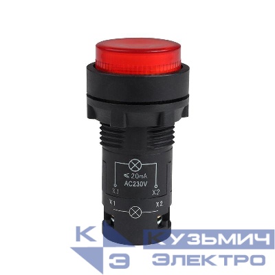 Кнопка с подсветкой OptiSignal Compact D22 С7-PL-M410 красн. 1НО 230В AC XB7NW34M1 КЭАЗ 362101