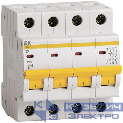 Выключатель автоматический модульный 4п D 2А 4.5кА ВА47-29 KARAT IEK MVA20-4-002-D
