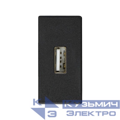 Розетка USB Simon 27 тип A 2.0 узкий модуль винты механизм графит Simon 2701090-038