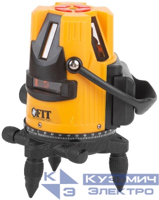 Уровень лазерный самоуспокаивающийся зел. лучи горизонталь+4 вертикали диапазон 20м Li-Ion аккум. 2 уровня яркости без треноги коробка FIT 18635