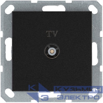 Розетка телевизионная проходная TV Ф9.5мм механизм антрацит Jasmart G6002B