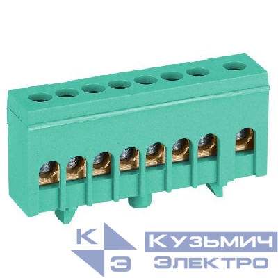 Шина PE земля в изолированном корпусе на DIN-рейку ШНИ-6х9-8-Д зел. NO-224-102 Эра Б0062877