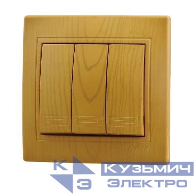 Выключатель 3-кл. СП Mira 10А IP20 ольха LEZARD 701-0701-109