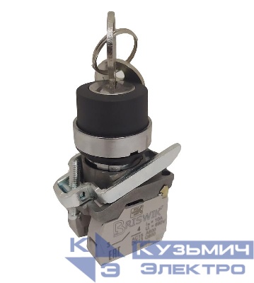 Переключатель КПЕ-1511-КС УХЛ2 1НО+1НЗ 10А IP54 ключ на 2 положения с фиксацией метал. основание d посадочного отверст. 22мм черн. ЭЛЬКОМ A8012-82693164