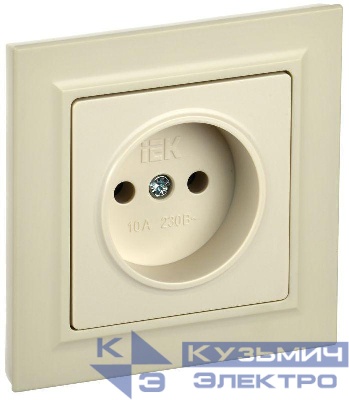 Розетка СП BRITE РСР10-1-0-БрКр 10А в сборе без заземл. без защ. шторок беж. IEK BR-R10-10-K10-F