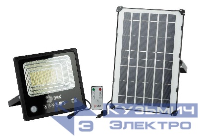 Прожектор светодиодный 100Вт 5000К 1200лм IP65 уличный с датчиком движения солнечная батарея ПДУ Эра Б0049547