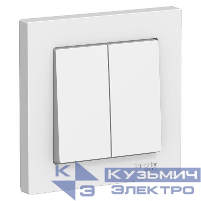 Выключатель 2-кл. СП AtlasDesign 10А IP20 (сх. 5) 10AX в сборе бел. SE ATN000152