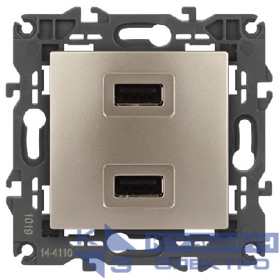 Устройство зарядное USB 14-4110-04 5В-2100мА Elegance шампань ЭРА Б0034371