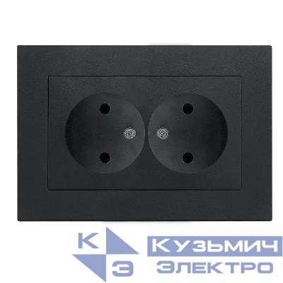 Розетка 2-м СП Афина 16А IP20 без заземл. в сборе графит Universal A0102-Gr