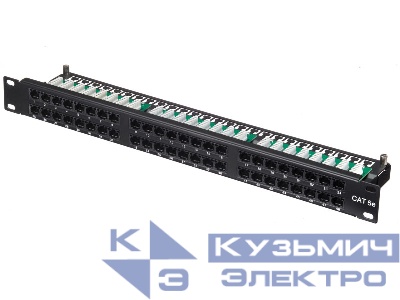 Патч-панель UTP, 19", 48 портов RJ45, cat.5е, 1U, Krone Type, компактная, "L"
