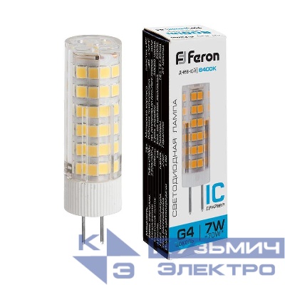 Лампа светодиодная LB-433 7Вт JCD 6400К G4 230В FERON 25865