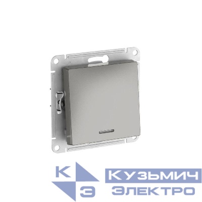 Переключатель 1-кл. AtlasDesign (сх. 6а) 10AX с подсветкой быстрозажим. клем. механизм сталь SE ATN000963S