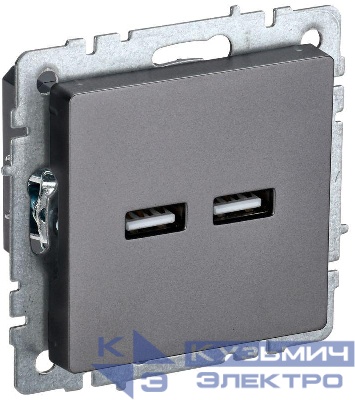 Розетка BRITE USB A+A 3.1А РЮ10-1-БрС механизм сталь IEK BR-U21-D31-K46