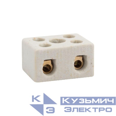 Клемма керамическая винтовая 10кв.мм 2 пары контактов с крепежным отверстием (уп.100шт) Rexant 07-6222