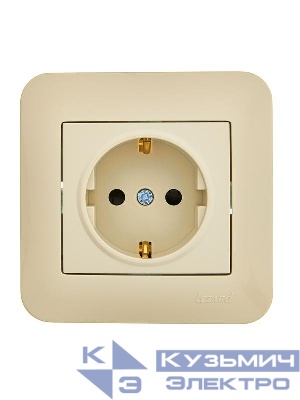 Розетка 1-м СП ASTI 16А IP20 с заземл. защ. шторки термопласт в сборе крем. LEZARD 7081-0303-124B