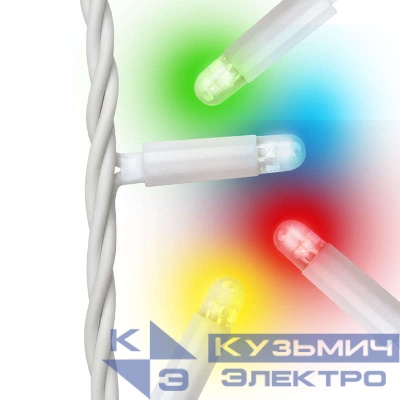 Гирлянда "Бахрома" светодиодная ULD-B3010-200/SWK MULTI IP67 со статическим свечением 3м соединяемая 200 светодиодов свет разноцветный провод бел. Uniel UL-00002271