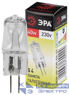 Лампа галогенная G4-JCD-40W-230V-Cl 40Вт G4 230В Эра C0039280