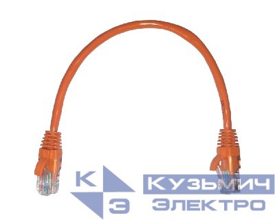 Патч-корд UTP4 cat 5e, 0,25м, ВС, LSZH, оранжевый, литой коннектор NETKO Optima