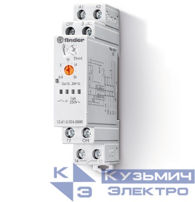 Реле модульное мультифункциональное электронное шаговое/моностабильное со сбросом 1NO 16А 24В AC/DC 17.5мм IP20 FINDER 136100240000