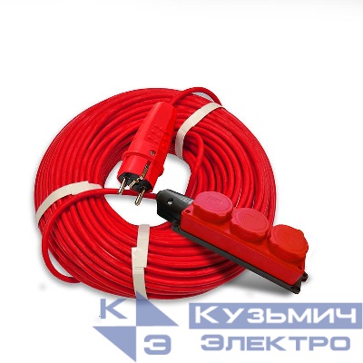 Удлинитель 3х50м с заземл. 16А IP44 3.5кВт КГ 3х1.5 с защ. крышкой АРКТИК морозостойкий DOMTOK 2603