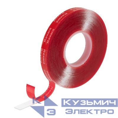 Лента клейкая двухсторонняя прозрачная на VHB акриловой основе 10ммх5м Rexant 09-6057