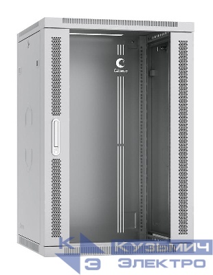 Шкаф телекоммуникационный настенный разобранный SH-05F-18U60/45-R 19дюйм 18U 600х450х901мм дверь стекло сер. (RAL 7035) Cabeus 10766c