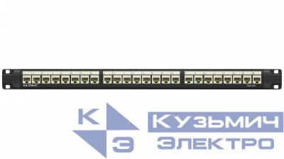 Патч-панель 19дюйм 1UCAT6А 24 модуля RJ45 неэкранированная DKC RN6APPU24