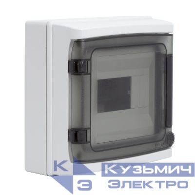 Щиток настенный ЩРн-п-8 8мод. IP65 с дверцей с клеммн. блоком 63А сер. DKC RB08W6TGD