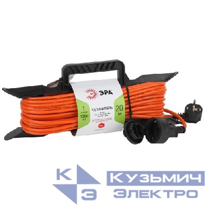 Удлинитель-шнур на рамке 1х20м с заземл. 6А IP20 UFx-1e-3х0.75-20m ПВС 3х0.75 Эра Б0046826