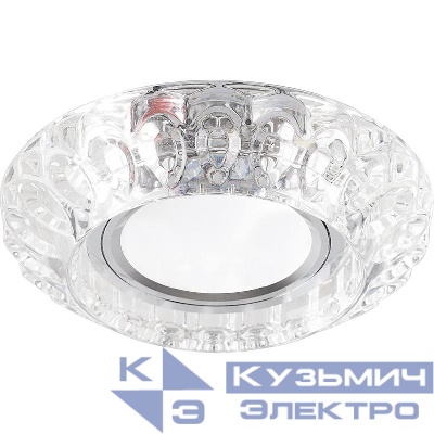 Светильник CD987 50Вт G5.3 MR16 потолочн. встраив. со светодиод. подсветкой 15LEDх2835 SMD 4000К с драйвером в комплекте прозр. FERON 32664