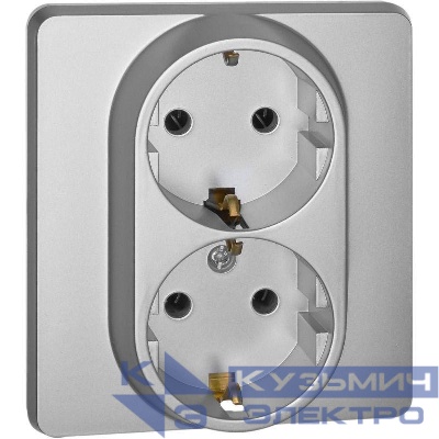 Розетка Inspiria 16А 250В 2х2P+E немецк. стандарт алюм. IEK 673752