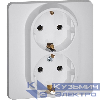Розетка 2-м СП Inspiria 16А IP20 250В 2х2P+E немецк. стандарт механизм бел. IEK 673750