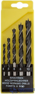Набор сверл по дереву пластиковый бокс 5шт (4-5-6-8-10мм) FIT 36101