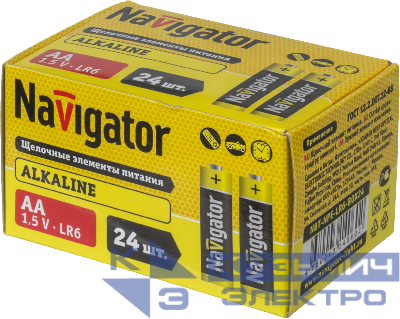 Элемент питания алкалиновый AA/LR6 14 060 NBT-NPE-LR6-BOX24 (уп.24шт) Navigator 14060